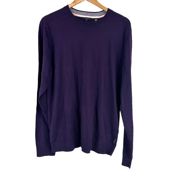 Ted Baker London NWT Men's Sandkas Slim Fit Crewneck Purple Sweater Sz 6 (XXL) - Picture 3 of 11
